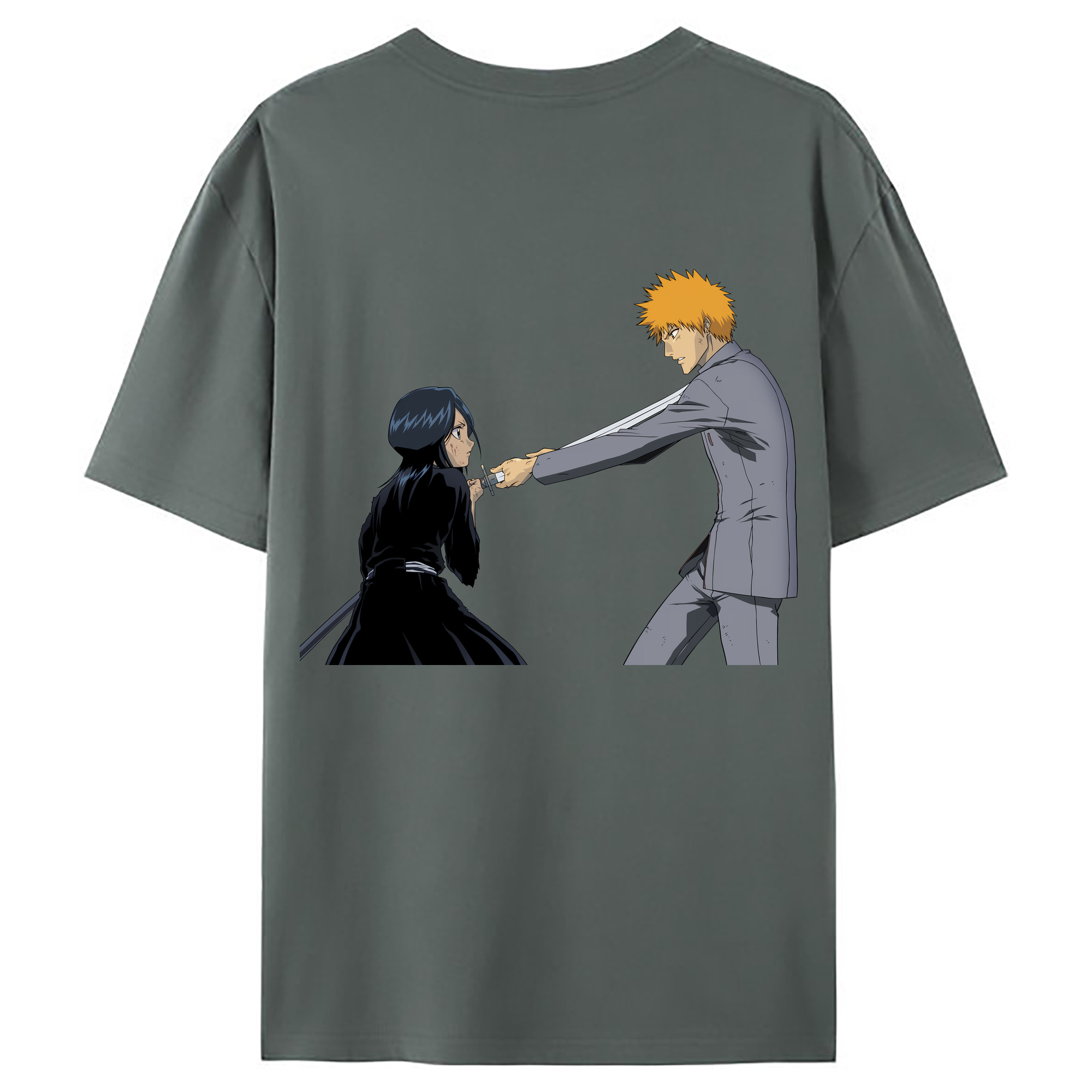 （画像用） ブリーチ 朽木ルキア BLEACH Kuchiki Rukia 綿100％ メンズ半袖Tシャツ（バックプリント） 通気性